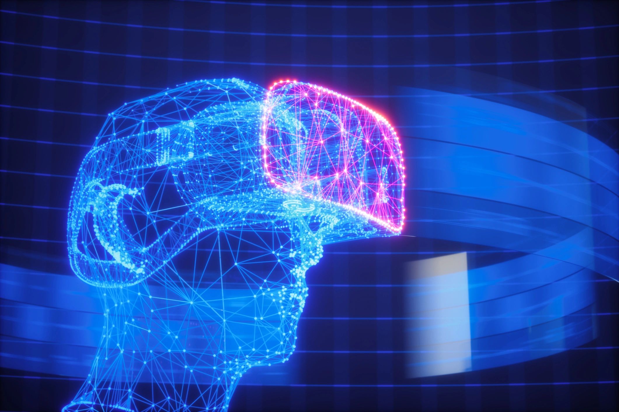 Futuristic AI interface and digital visualization