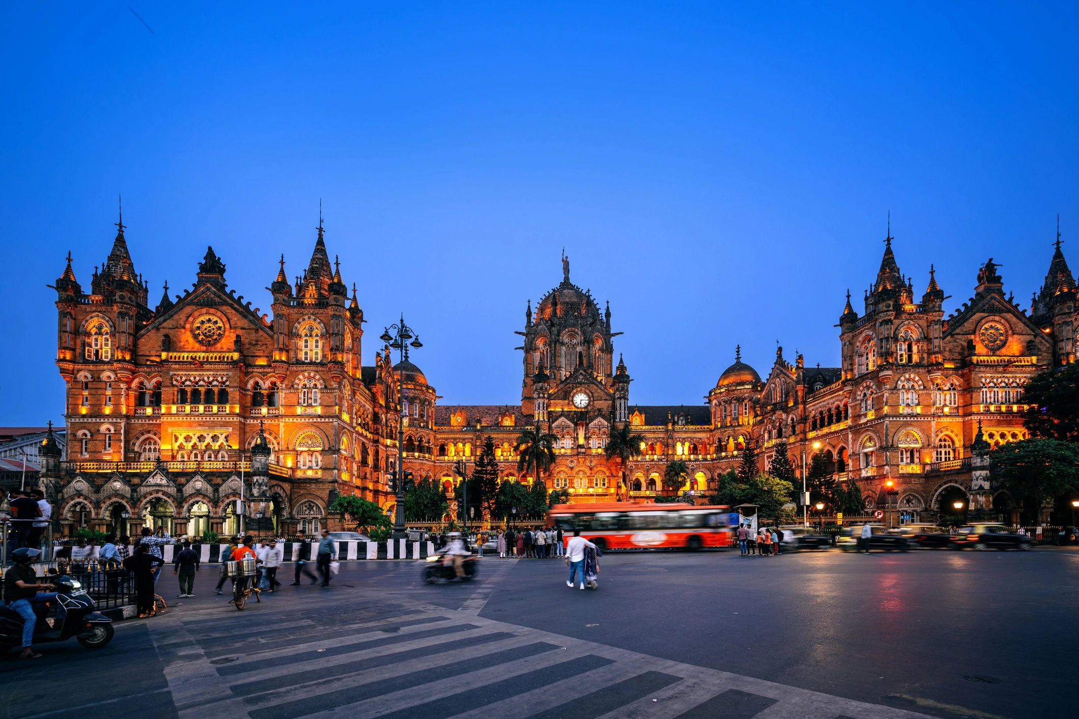 Chhatrapati Shivaji Maharaj Terminus at dusk in Mumbai