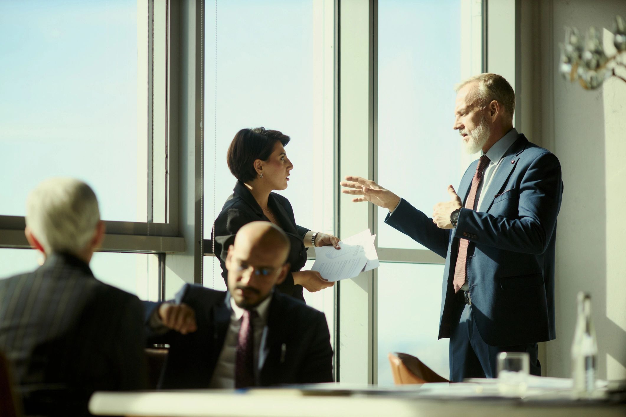 Discussion scene representing political coverage